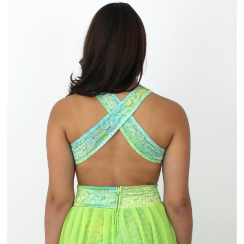 NEON GREEN MAXI PARTY CJJBOUTIQUE DRESS MADE USA - Picture 6 of 6